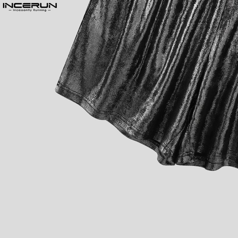 INCERUN Two Pieces Men Glitter Sleeveless Tank Tops and Shorts Casual Sets