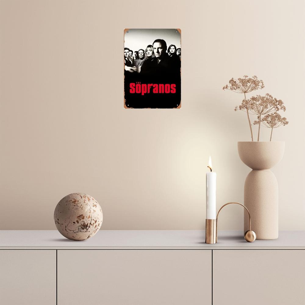 The Sopranos Vintage Metal Tin Sign, Classic TV Series Wall Decor, Retro Art Poster, Weatherproof Iron Painting for Indoor