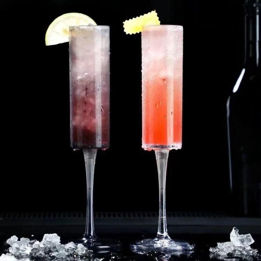 Transparent Cocktail Champagne Cup Plastic Glass Champagne Cup Drinkware High Footed Cup Party