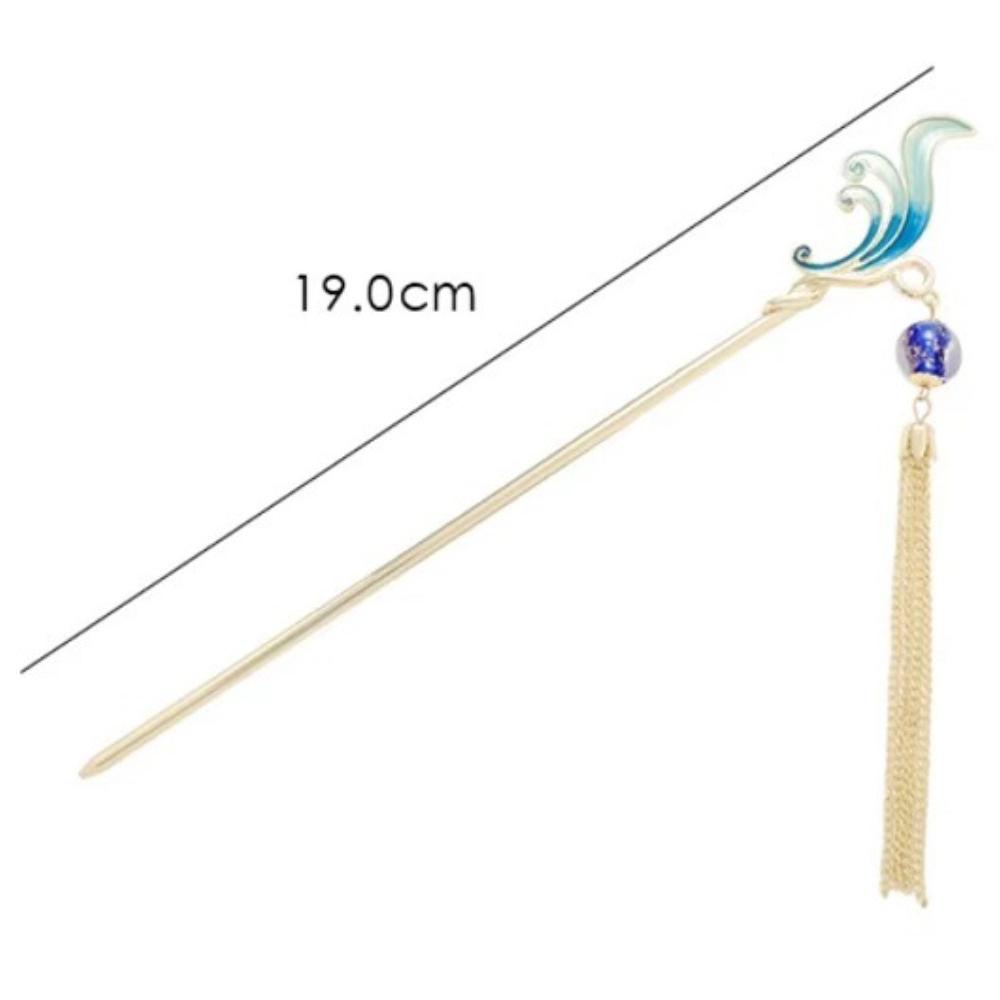 Vintage Tassel Swaying Hairpin Chinese Antique Hair Jewelry for Women Hanfu Step-Shake Clip with Accents Bridal Hair Accessory
