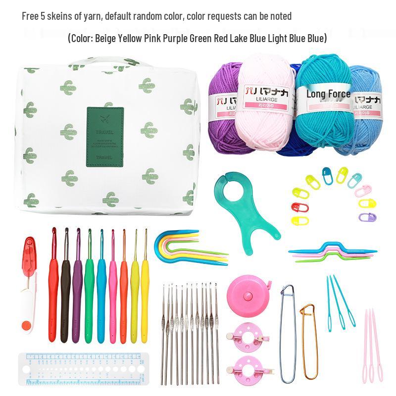 

Набор для начинающих вязальщиков крючком с многоцветной сумкой для хранения и аксессуарами для пряжи