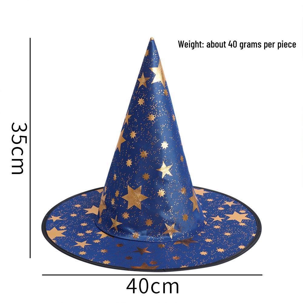 Wizard Costume Halloween Hat with Five-Pointed Stars for Kids and Adults