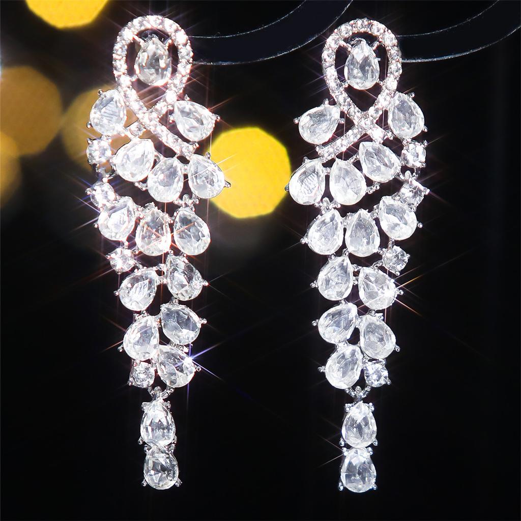 Fashion Source, Stained Glass Rhinestone Earrings Women, Exaggerated Shiny Earrings Earrings