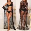 Sexy New Perspective Bathrobe Black Robe Set Lace Lingerie