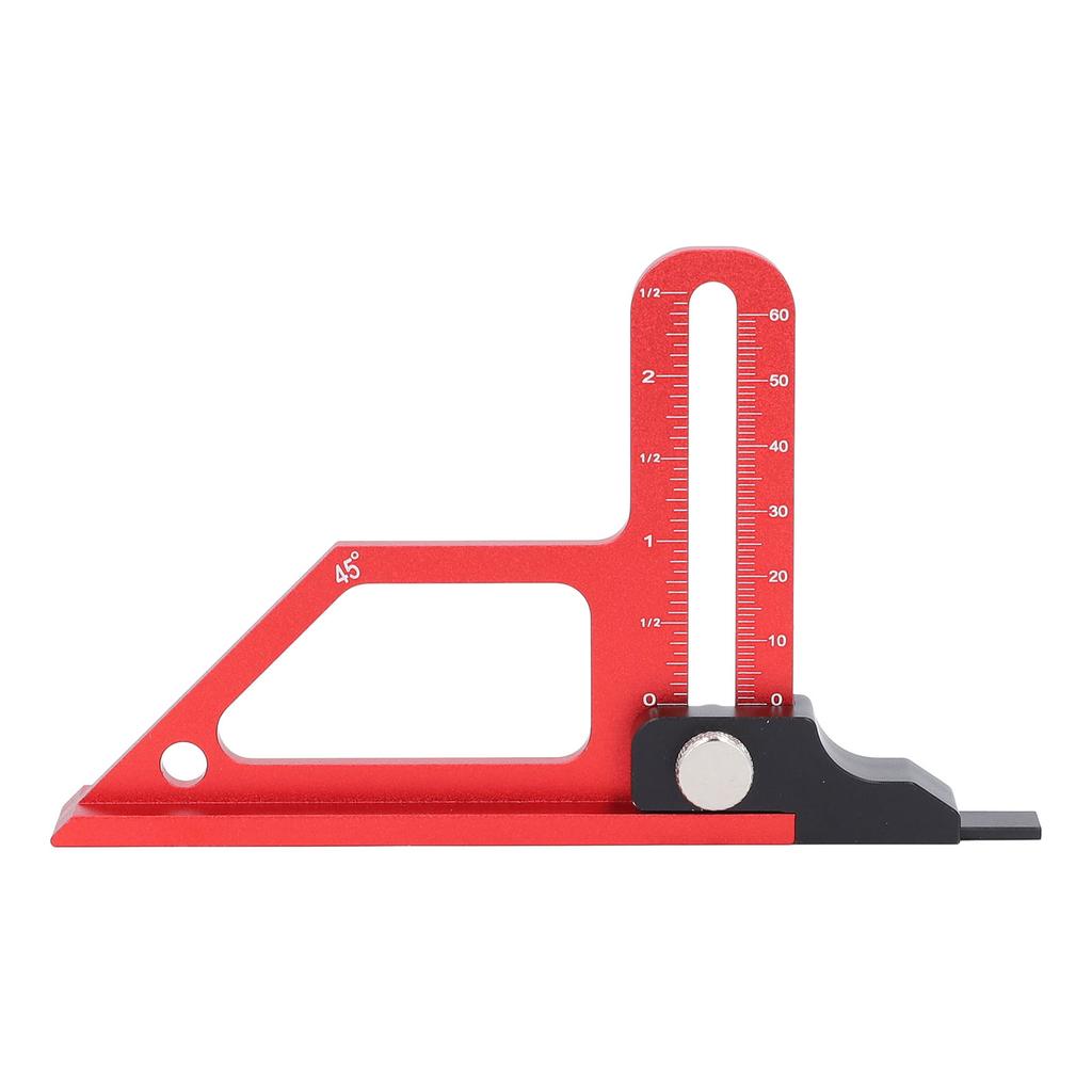 Table Saw Height Gauge Aluminum Alloy Metric Inch Scales 0‑60mm Depth 45 Degree Angle Measuring Tool for Woodworking