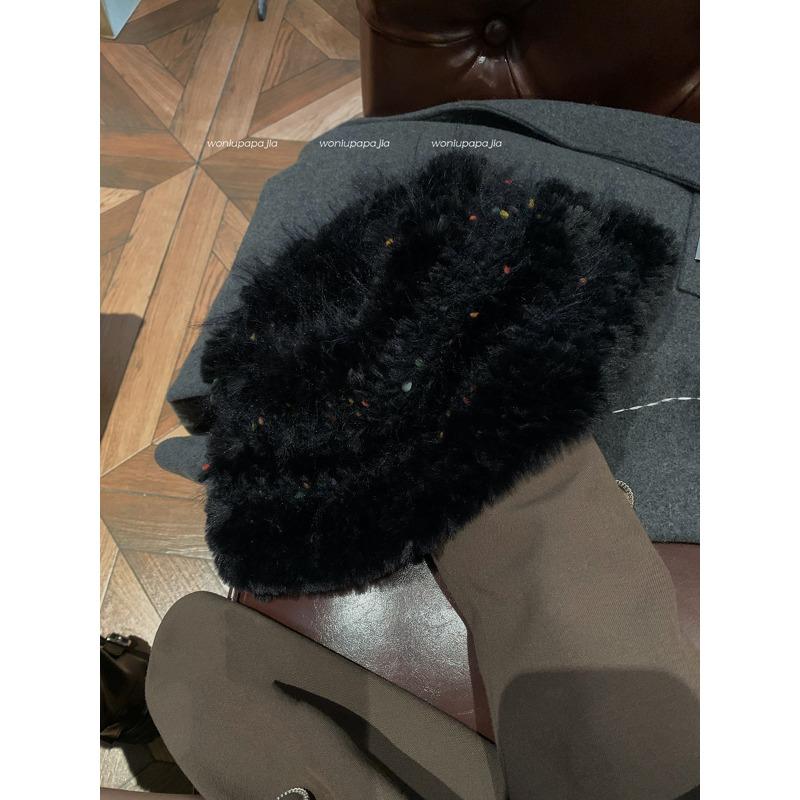 

Hand Knitted Woolen Hat for Women New Winter Furry Warm and Face Showing Small Knitted Hat Fisherman Hat one size