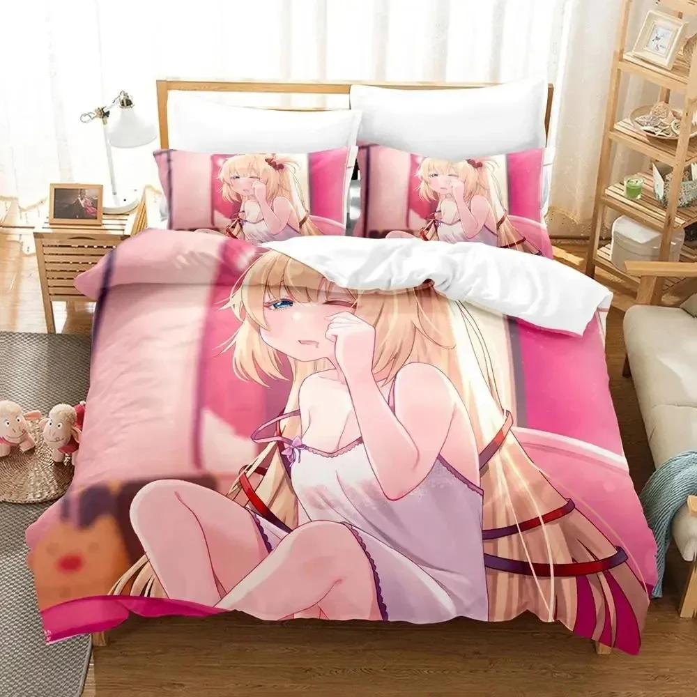 New 3D Print Anime Akai Haato Comfortable Duvet Quilt Cover Pillowcase Bedding Set Children Bedroom Decoration Home Textile