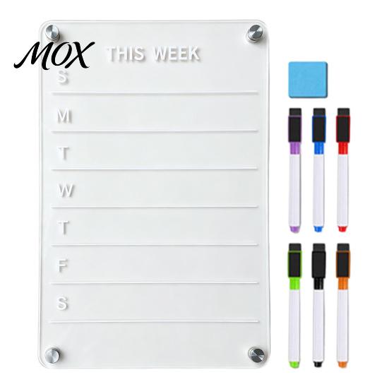 Magnetic Menu Board for Kitchen 12''x8'' Acrylic Planning Board, Clear Weekly Meal Planner, Home Organization Refrigerator Dry Erase Noteboard