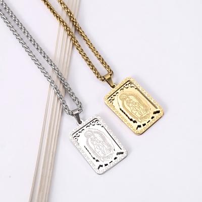 Collana Ciondolo Preghiera Vergine Maria, Acciaio Inossidabile a Doppio Strato, Accessori Gioielli Unisex