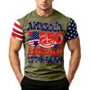 Men's Loose Fit Short Sleeve T Shirt Casual Summer Daily Wear Flag Print Crew Neck Top for Outdoor Activities