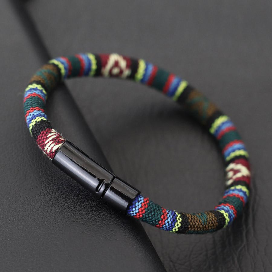

Simple Style Ethnic Fabric Bracelet For Men 6mm Bohemian Grade A Rope Wrap Braslet Gift For Him Pulseria Homme Beach Accessories 20.5cm(8.1Inch)