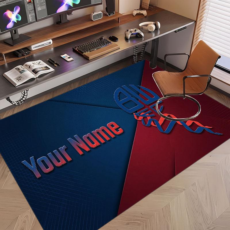 Custom Rug Bolton Wanderers FC Pattern Print Name Text Soft Non‑Slip Floor Carpet for Home Indoor Decoration