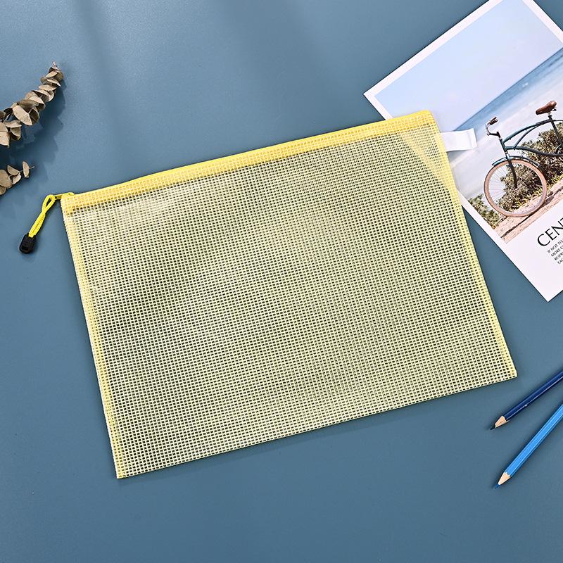 Mesh Zipper File Bag: Creative Waterproof Pencil Case & Transparent Document Storage for Students & Office