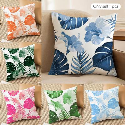 Boho Monstera Pattern Cushion Cover Soft Plush Fabric DoubleSided Printed Cushion Covers for All Seasons Modern HomeDecor Gift