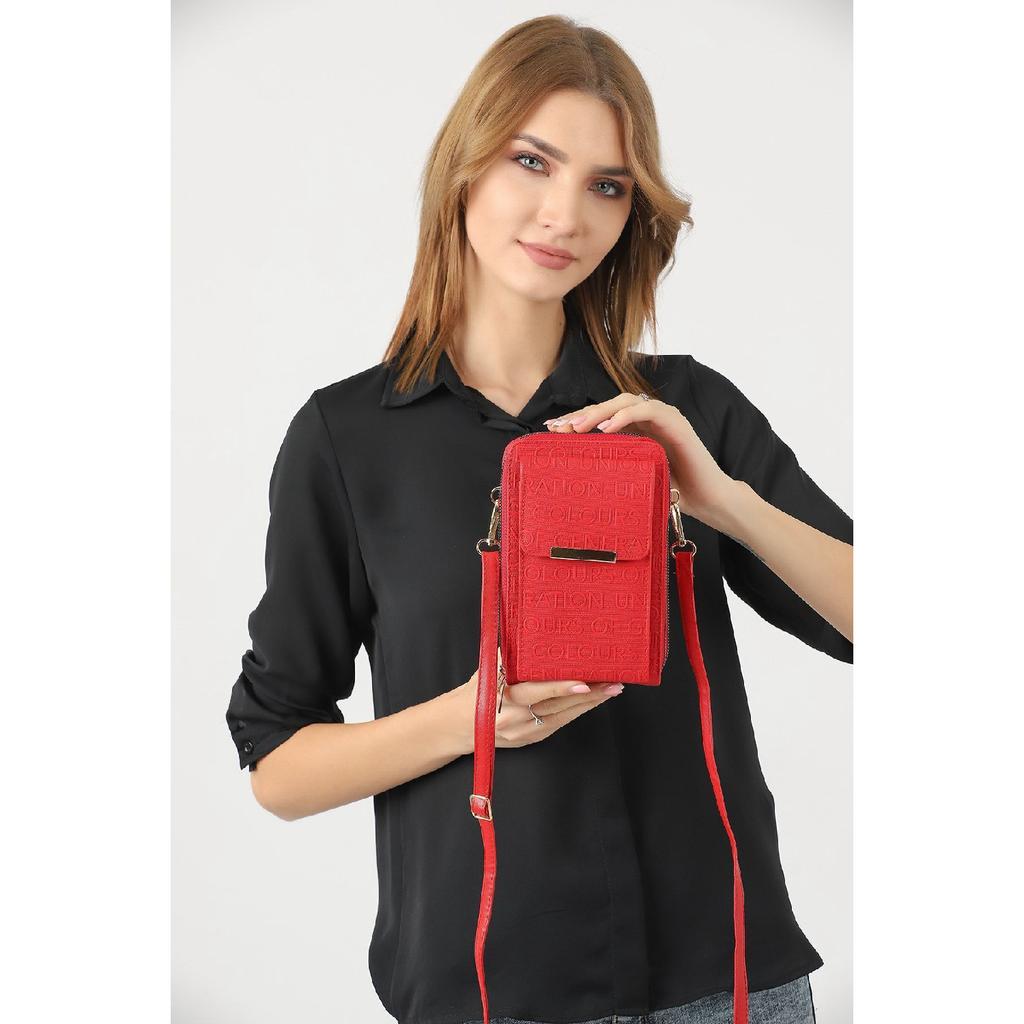 Unique Market Schwarze Damen-Handy-Umhängetasche mit 3 Fächern