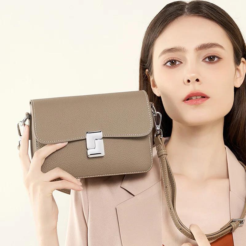 Women's Genuine Leather Shoulder Bags  Small Square Crossbody Bags  Luxury Women's Bags  Tofu