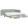 2 In 1 Pull Out Daybed with Drawers Light Gray 100x200 Cm Velvet