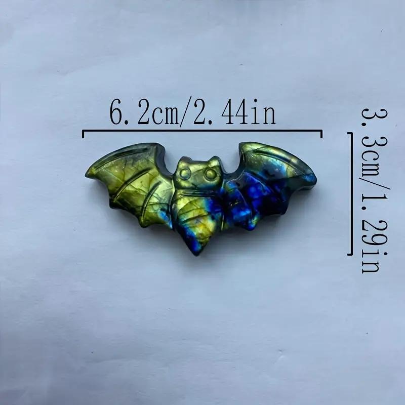 1pc Figurine de Chauve-souris en Labradorite Cristal de Guérison Pierre Gemme Naturelle Décoration d'Intérieur Ornement 6,2cm/2,44in Pierre d'Énergie de Haute Qualité