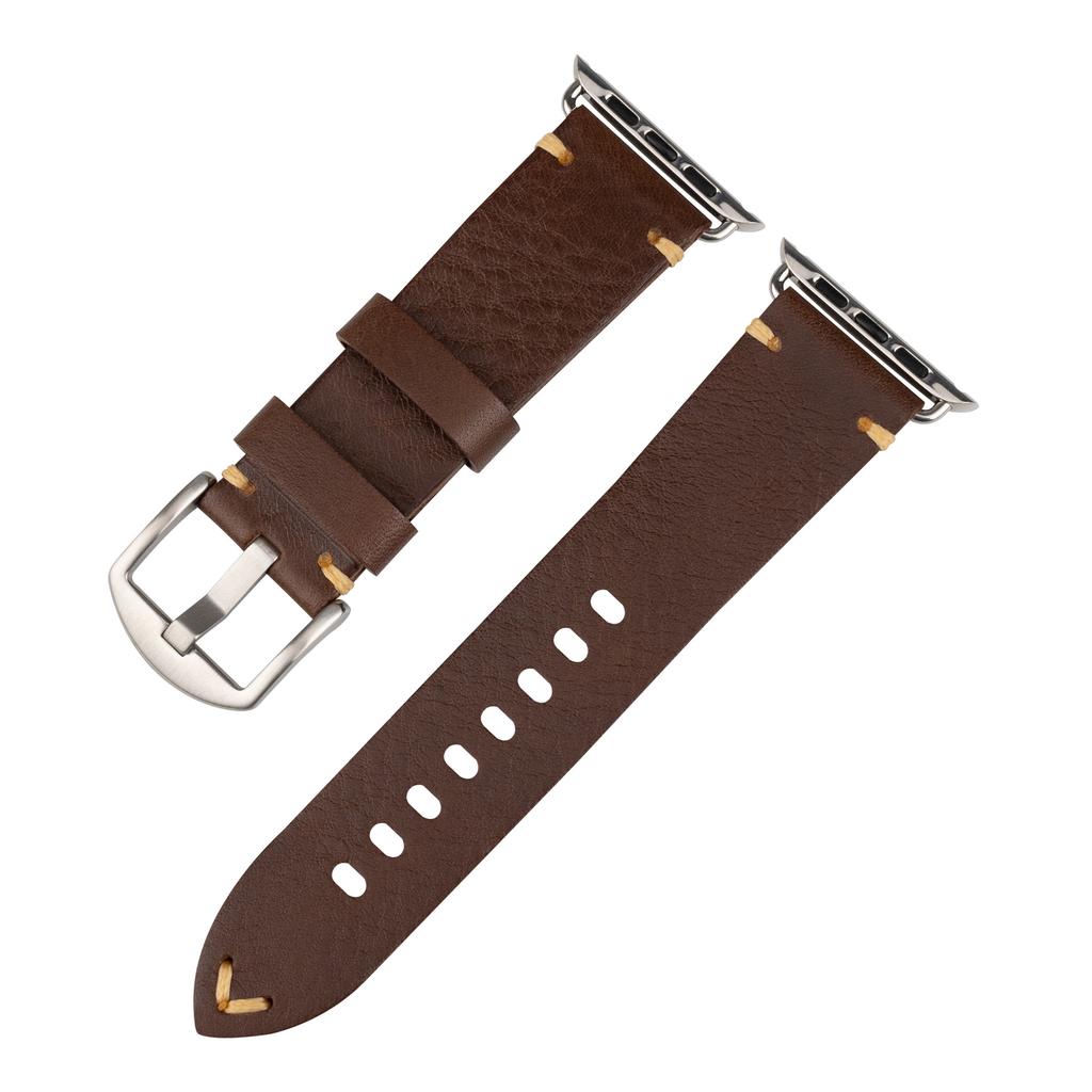 Genuine Cowhide Leather Watch Strap Replacement for Apple Watch Series 3 4 5 6 7 8 9 S9 Durable Smart Watch Wristband Accessory