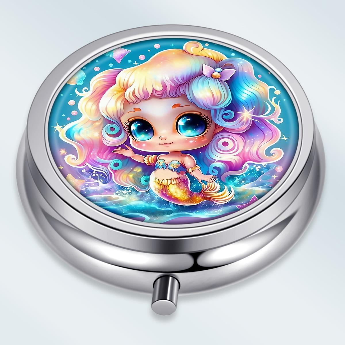 

Portable Pill Box with 3 Compartments, Mini Metal Medicine Organizer Case, Cute Printed Pill Container for Vitamins, Pills, Jewelry, Travel, Daily Use різнокольоровий