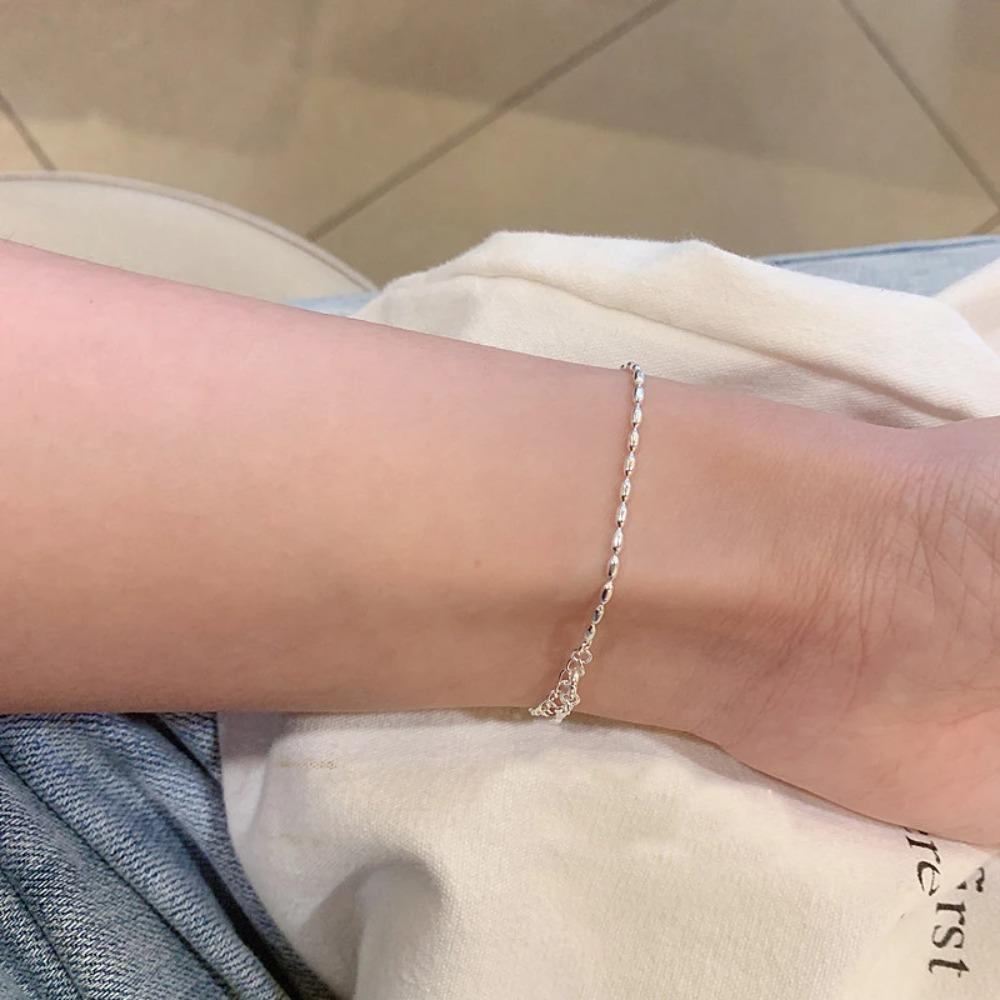 S925 Silver Necklace Simple Beads Choker Shiny Delicate Collarbone Chain For Women Girls Wedding Gift Fine Jewelry