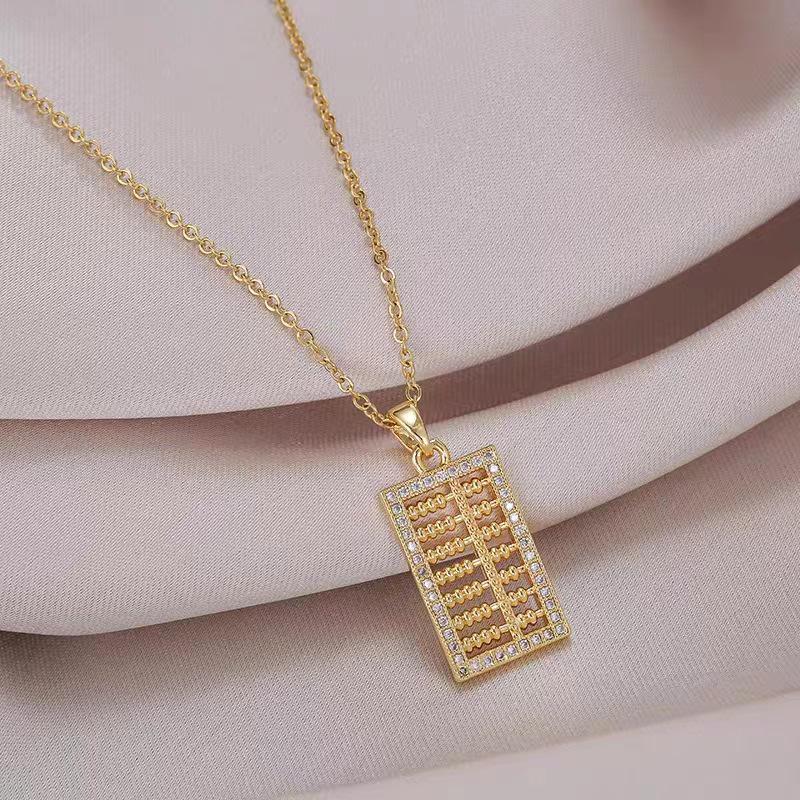 

Chao Xiaobai 925 Sterling Silver Abacus Pendant Necklace: Stylish, Unique, and Luxurious Clavicle Chain in Niche Chinese Style Design
