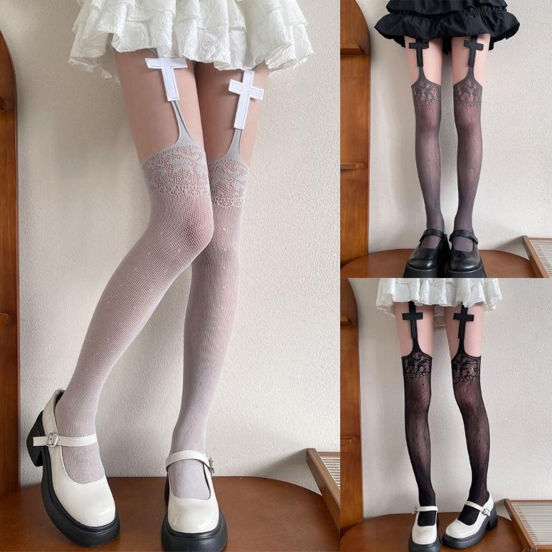 Sweet Elegant Women Thigh High Stockings Fashion Thin Hollows Long Tights Women Half Leg Tube Stockings Girl Garter Socks