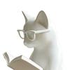3D Printed Reading Cat Figurine, Cute Reading Book Cat Statue with Glasses, Collectible Animal Sculpture for Bookshelf, Desktop Decor, Gift for Cat