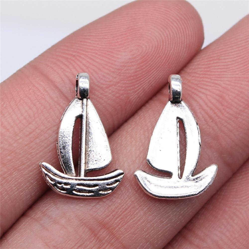20pcs Life-Ring Ships Wheel Helm Rudder Sailboat Charms Tibetan Bronze Silver Color Pendants Antique DIY Handmade Craft