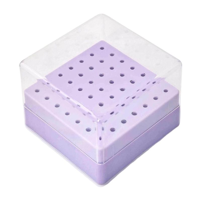 

Plastic Nail Art Tool Organizer With 49 Slots Secure Closure Lid For Drill Bits Storage Keeps Grinding Heads Clean And Protected фіолетовий