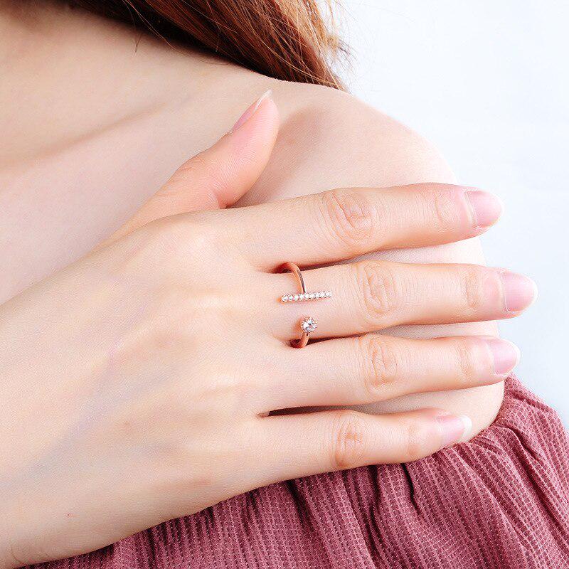 Tancise 925 Silver Ring with Zircon   for Women Geometric Shape Open Rings Fashion Fine Jewellery Wedding Party Gifts