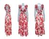 European & American Women's Floral Slimming V-Neck Ruffle Holiday Dress