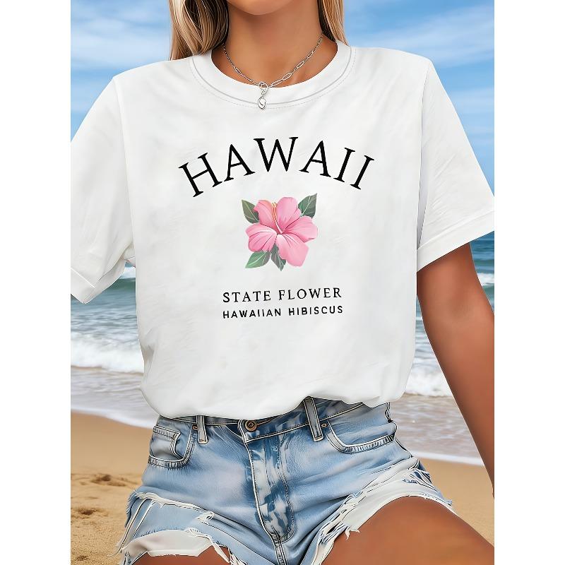 Women's T-shirt, Short Sleeve Crew Neck Casual Top for Summer & Spring, Women's Clothing