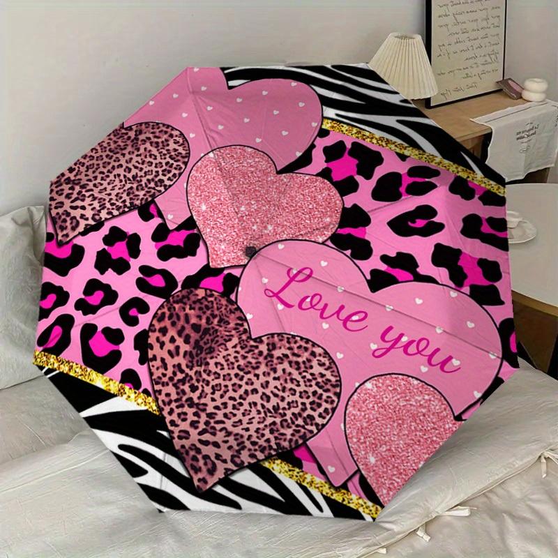 1pc Leopard love Zebra pattern Pattern Design Umbrella,Compact Umbrella, All Season, Travel, Outdoor, One Touch Auto Open and Close,Christmas Gift