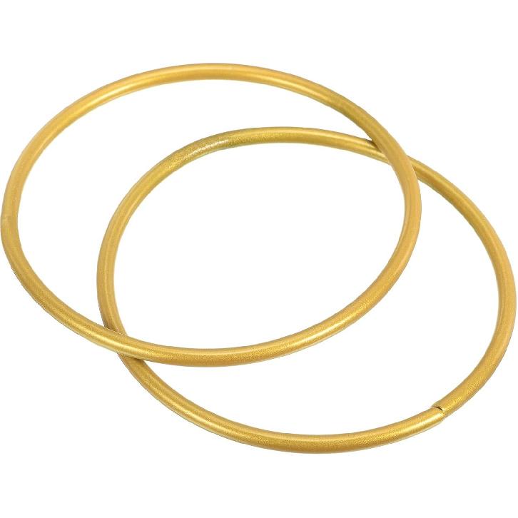 PATIKIL 7 Inch Round Metal Floral Hoop, 2 Pcs Plated Wreath Frame Macrame Ring, for Wedding Geometric Decor Party Wall Hanging, Gold Tone