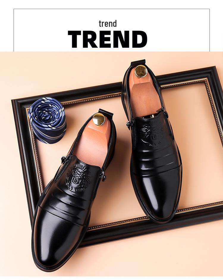 Spring 2025 Men's Soft Sole Leather Slip-On Shoes - Pointed Toe Business Casual Low-Tops