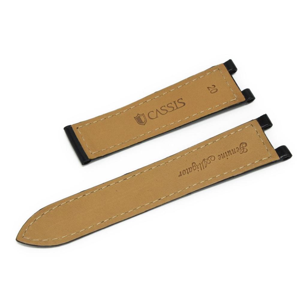 CASSIS Alligator Leather Watch Strap TYPE PASHA 20mm Black with Replacement Tool X0038339019020