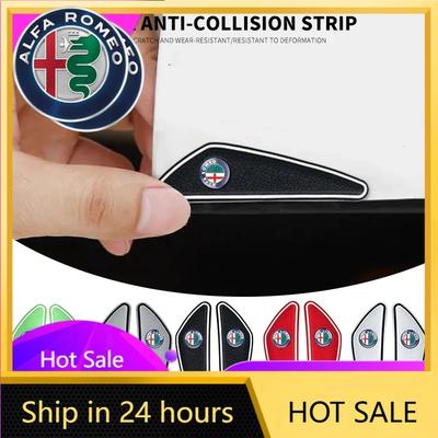 Autocolantes para Carro Para Alfa Romeo 4 peças/conjunto Tira de Borracha para Para-choques Autocolante Emblema Anti-Colisão para Porta de Carro Para Alfa Romeo 159 Giulietta Giu