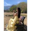 Sanya Tourism Seaside Vacation Dress Women's Halter Suspender Long Dress Slightly Fat Loose Atmosphere Beach Dress