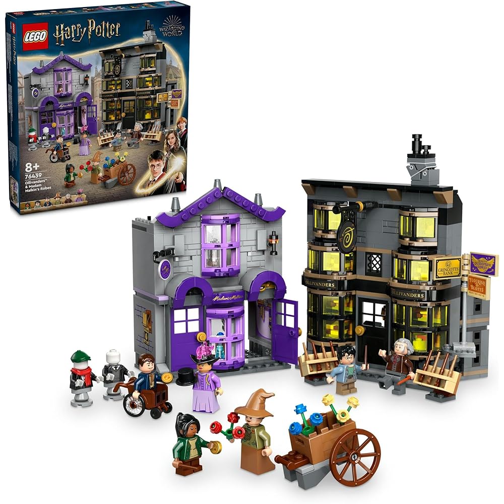 Набор для сборки LEGO Harry Potter Лавка волшебных палочек Олливандера и Магазин мантий мадам Малкин, Строительные блоки для детей 8-10 лет