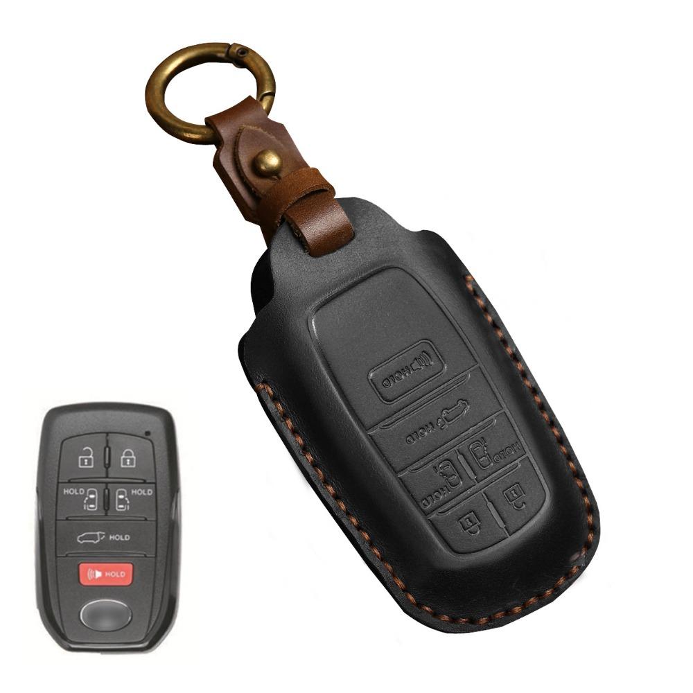 Genuine Leather Key Cover for Toyota Sienna Alphard Highlander Camry Previa Key Fob Protector