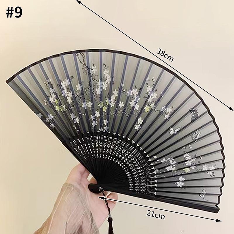 Decorative Sequin Fan Embroidery Fan Chinese Style Folding Fan Peacock Fans Sequin Dance Fan Hand Heldfan Performance Props