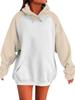 2025 European American Raglan Sleeve Hoodie - Long Sleeve, Spring/Autumn, Color Block, Loose Fit