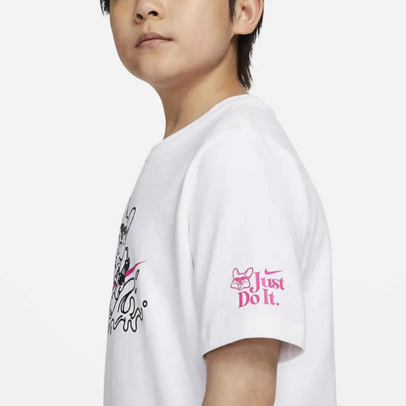 Nike Kids Animal Logo Print Crew Neck T-Shirt Kids Tops White FV1132-100