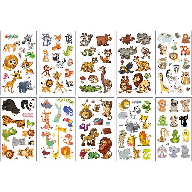 New 10Sheets/lot Children Cute Cartoon Unicorn Temporary Tattoo Stickers Baby Shower Kids Body Makeup Sticker Tattoos Mermaid Pa