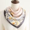 Simulated silk square scarf Professional rose plain and elegant silk scarf New 71cm peony scarf Sunscreen shawl Women's flower scarf