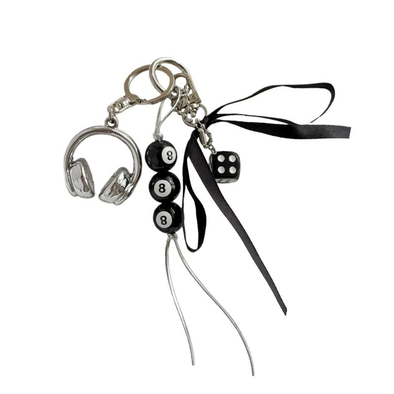 Beaded Bows Bag Charm,Cute Keychain Charm for Purse Handbag Bag Accessories Headphones Key Charm Car Keyrings for Women 1