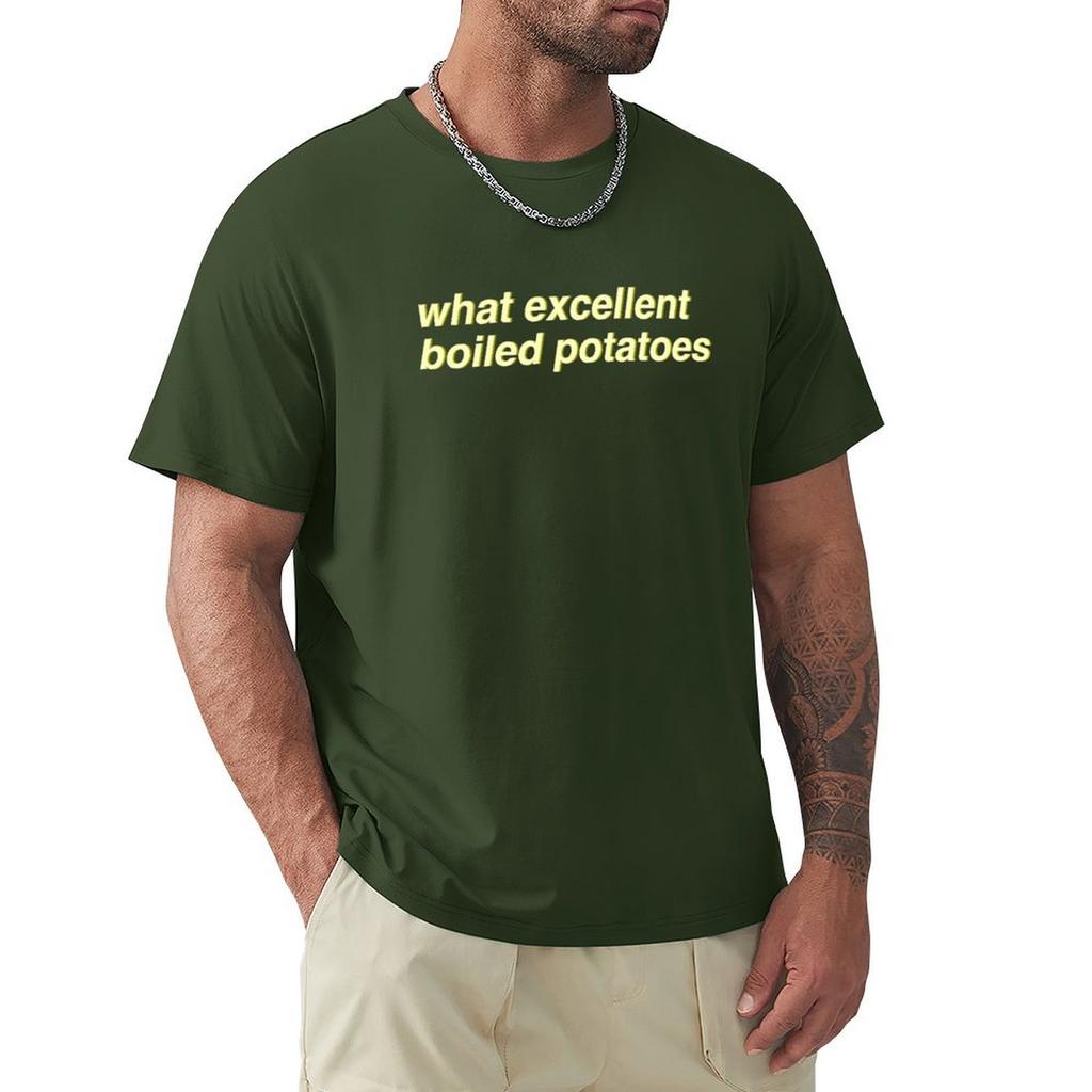 Pride & Prejudice - What Excellent Boiled Potatoes (Yellow) T-Shirt Plus Size Tops Plain Mens Graphic T-Shirts Pack