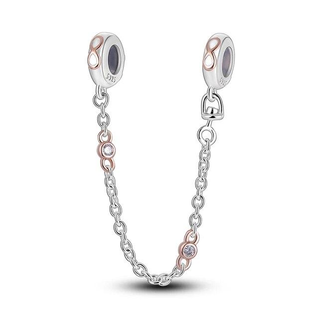 Nové přívěšky Bezpečnostní řetízek 925 Sterling Silver CZ Pave Charms FitNová spona na náramek DIY luxusní šperkový dárek