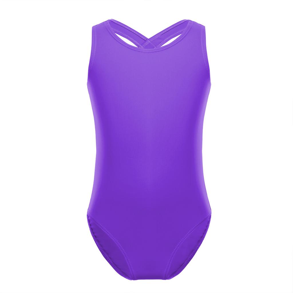 Kids Girls Double Straps Sleeveless Gymnastic Ballet Leotard Jumpsuit Athletic Dance Clothes Tank Tops Outfits